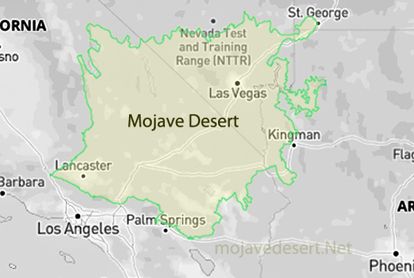 Map showing approximate boundary of Mojave Desert