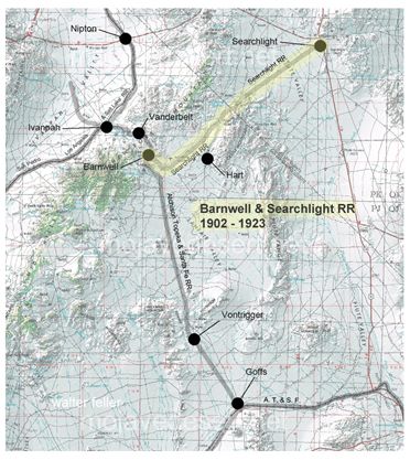 Map of eastern Mojave railroads